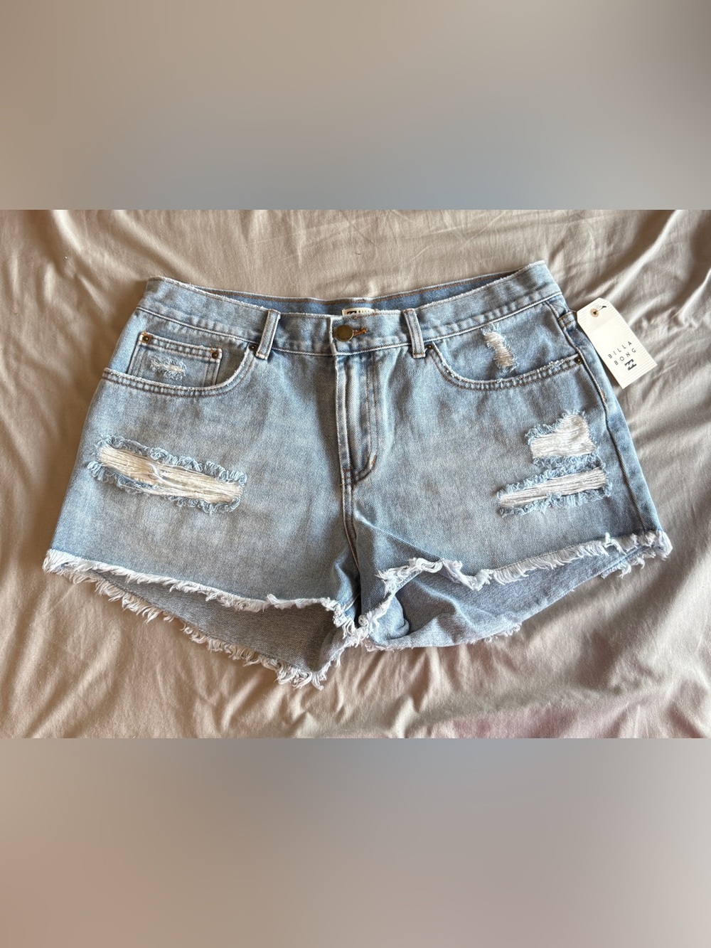 Billabong Light Blue Distressed Denim Cutoff Shorts NWT